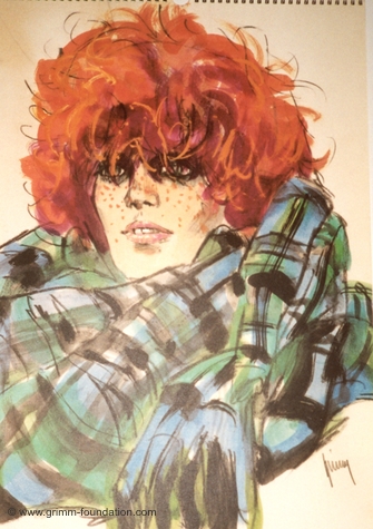 Gerd Grimm, M&auml;dchen mit Schal in Karo 